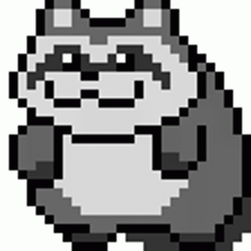 A Pixel Art Drawing Of A Raccoon With A Smiling Face . GIF