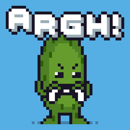 A Pixel Art Drawing Of A Red Object With The Words Argh On Top GIF