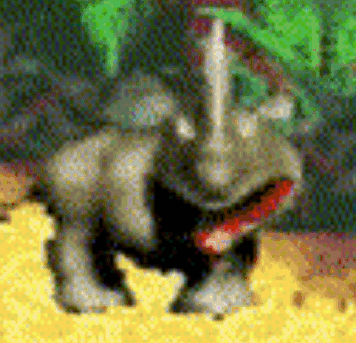 A Pixel Art Drawing Of A Rhinoceros With Its Mouth Open GIF