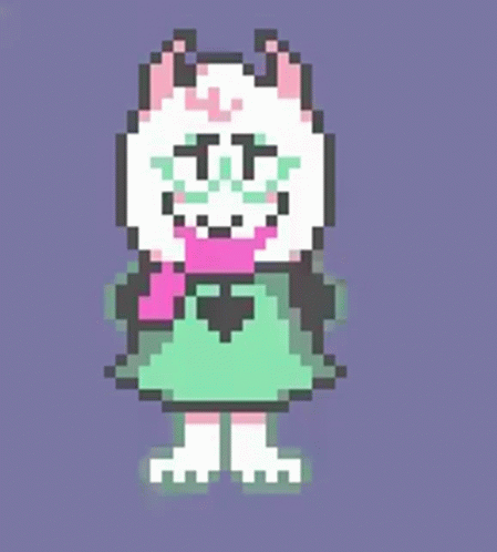 A Pixel Art Drawing Of A Sheep With Glasses And A Pink Scarf . GIF