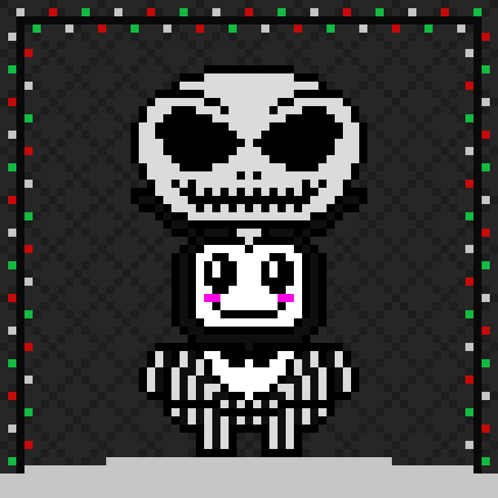 A Pixel Art Drawing Of A Skeleton With A Hat On His Head GIF