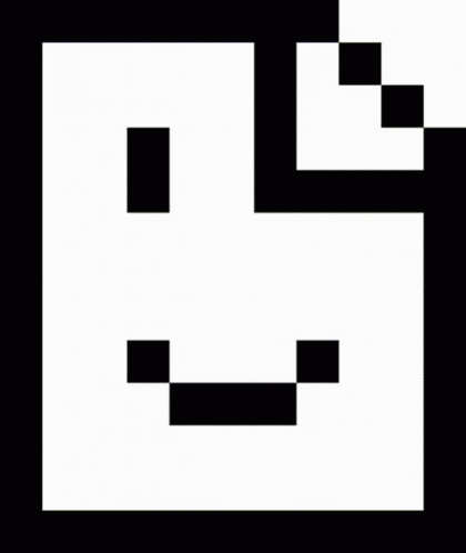 A Pixel Art Drawing Of A Smiley Face With A Black Border And A Green Mouth . GIF