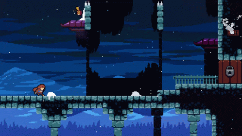 A Pixel Art Drawing Of A Squirrel In A Castle GIF