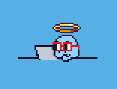 A Pixel Art Drawing Of A Whale Wearing Red Sunglasses And A Halo GIF