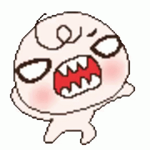 A Pixel Art Drawing Of An Angry Cartoon Character With Red Flames Coming Out Of Its Eyes . GIF