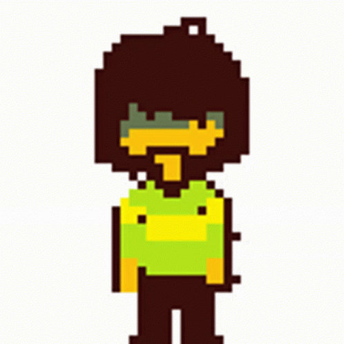 A Pixel Art Drawing Of Kris From Undertale . GIF