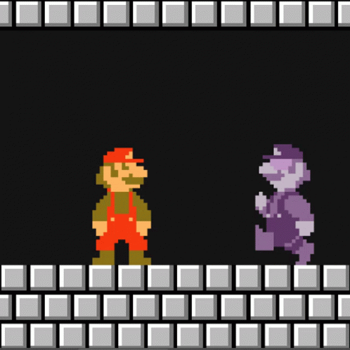 A Pixel Art Drawing Of Mario And Luigi Kissing GIF
