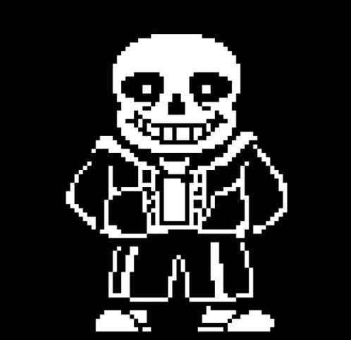 A Pixel Art Drawing Of Sans From Undertale . GIF