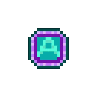 a pixel art icon with the letter a in a purple circle