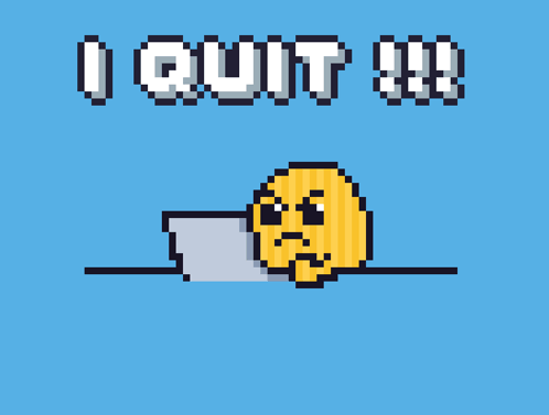 A Pixel Art Illustration Of A Duck With The Words Quit Written Above It GIF