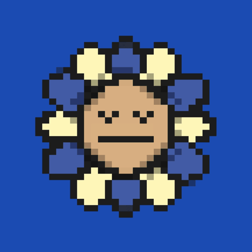 A Pixel Art Illustration Of A Flower With A Face On It GIF