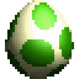 a pixel art illustration of a green and white mushroom .