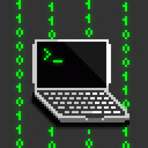 A Pixel Art Illustration Of A Laptop With A Green X On The Screen GIF