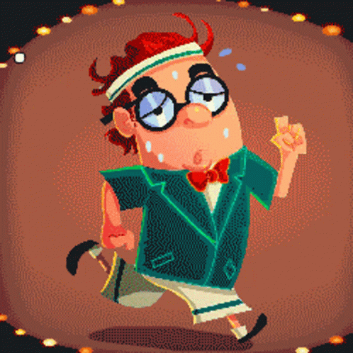 A Pixel Art Illustration Of A Man In A Suit Running GIF