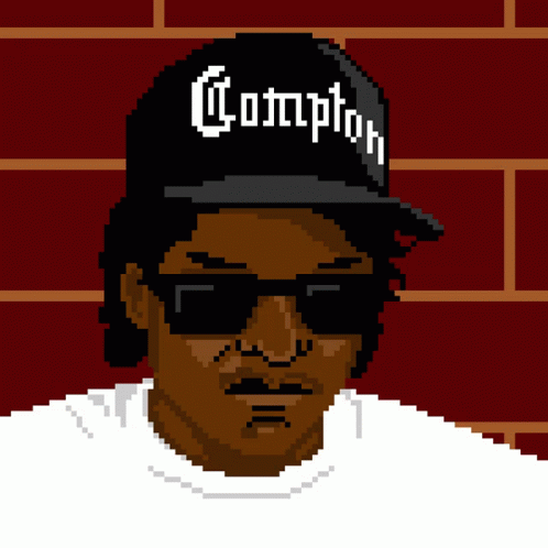 A Pixel Art Illustration Of A Man Wearing A Compton Hat GIF