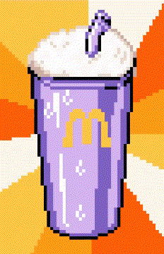 A Pixel Art Illustration Of A Purple Mcdonald 'S Milkshake GIF