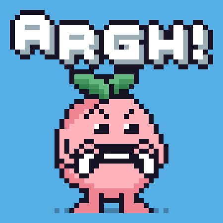 A Pixel Art Illustration Of A Red Apple With The Word Argh Written Above It GIF