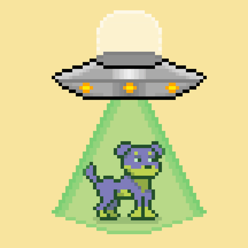 A Pixel Art Illustration Of An Ufo Taking A Cat GIF