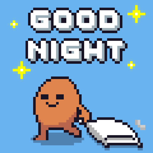 A Pixel Art Illustration That Says Good Night With A Ghost Holding A Towel GIF