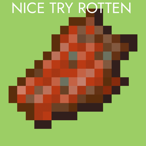 A Pixel Art Image Of A Piece Of Meat With The Words Nice Try Rotten Below It GIF