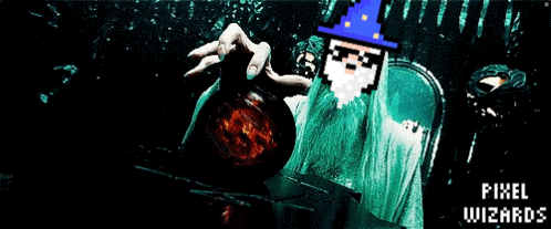 A Pixel Art Image Of A Wizard With The Words Pixel Wizards Below Him GIF