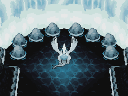 A Pixel Art Of A Bird In A Cave GIF
