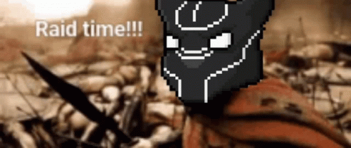 A Pixel Art Of A Black Panther With The Words Raid Time GIF
