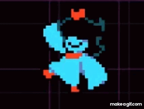A Pixel Art Of A Blue Monster With A Red Crown On Its Head . GIF