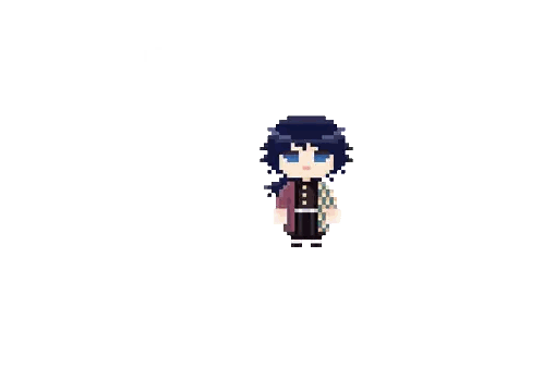 a pixel art of a boy and a girl standing next to each other on a white background .