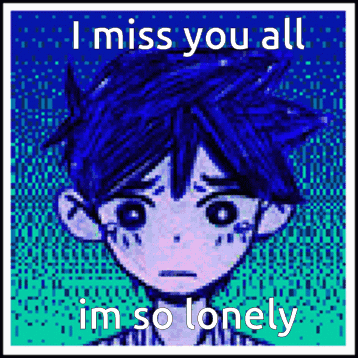A Pixel Art Of A Boy With The Words I Miss You All Im So Lonely On The Bottom GIF