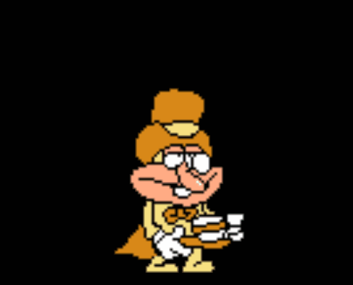 A Pixel Art Of A Cartoon Character Holding A Cup GIF