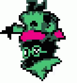 A Pixel Art Of A Cartoon Character Holding A Gun GIF