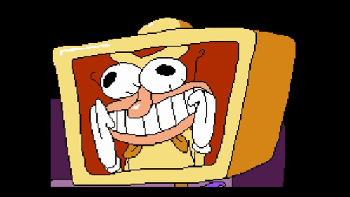 A Pixel Art Of A Cartoon Character With A Big Smile On His Face GIF