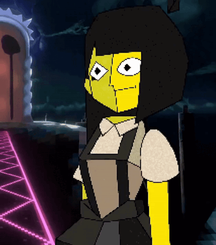 A Pixel Art Of A Cartoon Character With A Yellow Face GIF
