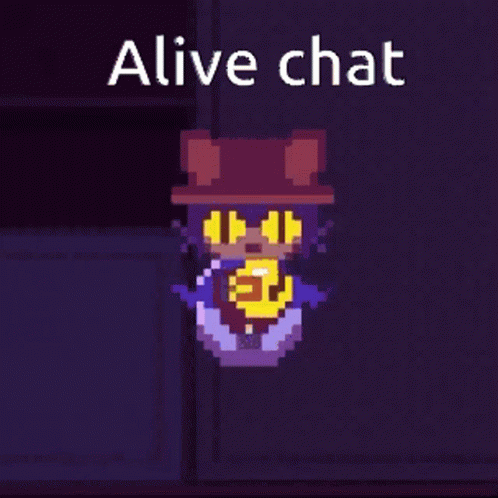 A Pixel Art Of A Cat With The Words Alive Chat Below It GIF