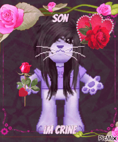 A Pixel Art Of A Cat With The Words Son Im Crine On It GIF