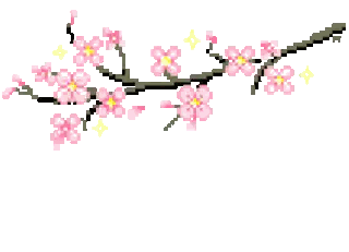 a pixel art of a cherry blossom tree branch