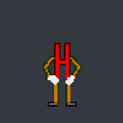 a pixel art of a clown with the letter h