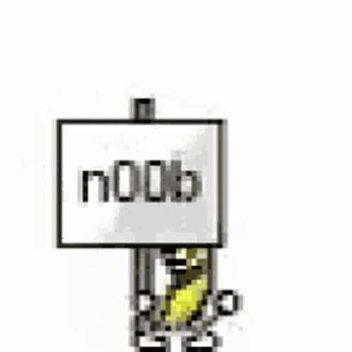 A Pixel Art Of A Corn On The Cob Holding A Sign That Says Noob GIF