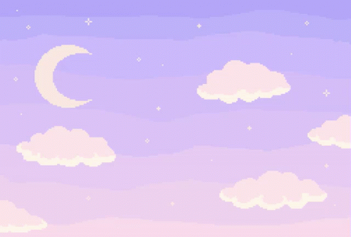 A Pixel Art Of A Crescent Moon And Clouds GIF