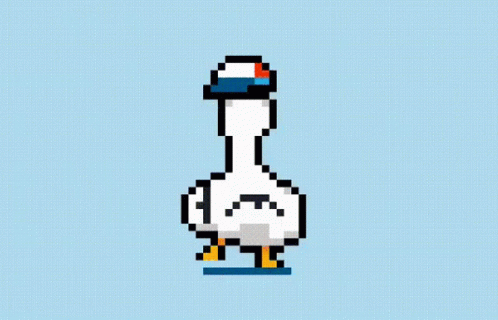 A Pixel Art Of A Duck With A Hat On Its Head GIF