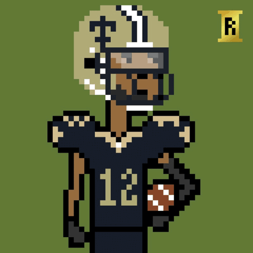 A Pixel Art Of A Football Player With The Number 12 On His Shirt GIF