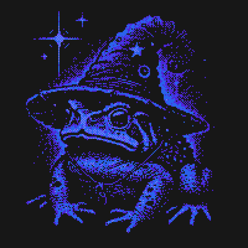 A Pixel Art Of A Frog Wearing A Wizard 'S Hat GIF