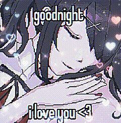 A Pixel Art Of A Girl Saying Goodnight I Love You < 3 . GIF