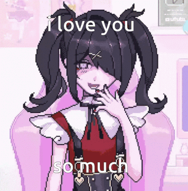 A Pixel Art Of A Girl Saying I Love You GIF
