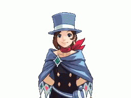 A Pixel Art Of A Girl Wearing A Top Hat And A Cape GIF