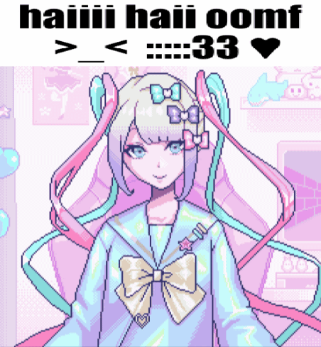 A Pixel Art Of A Girl With A Bow In Her Hair GIF