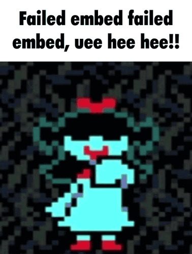 A Pixel Art Of A Girl With The Words " Failed Embed Failed Embed , Uee Hee Hee !! " GIF