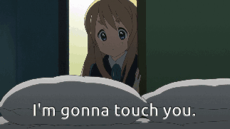 A Pixel Art Of A Girl With The Words " I 'M Gonna Touch You " GIF