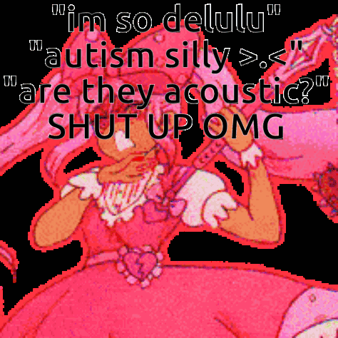 A Pixel Art Of A Girl With The Words " I 'M So Delulu " GIF
